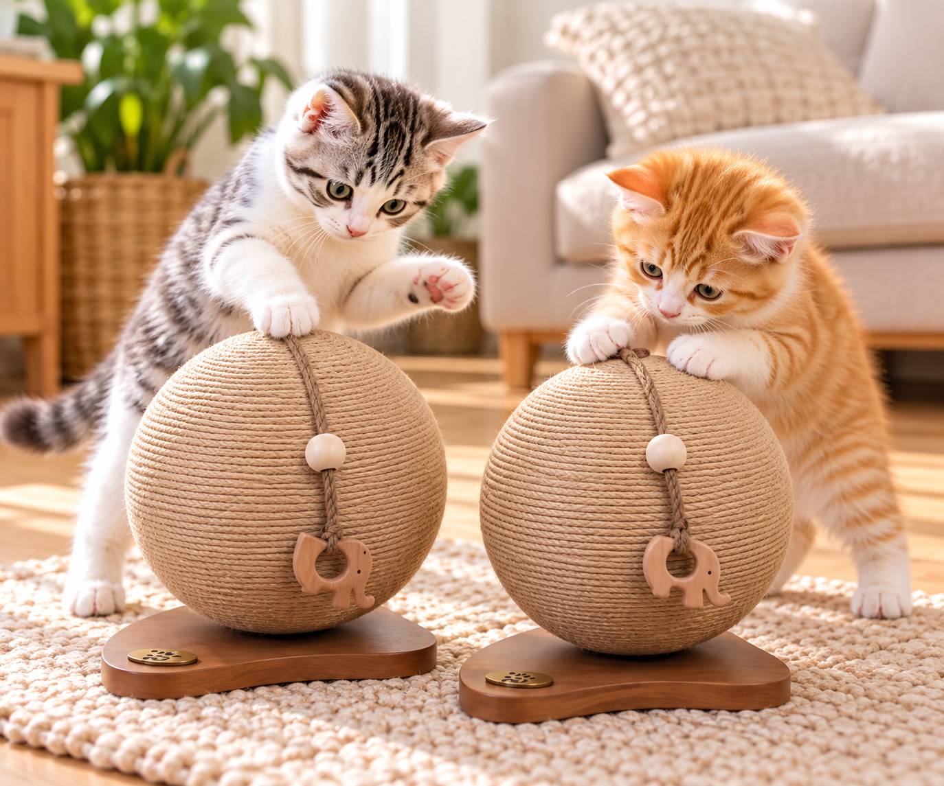 اسکرچر گربه مدل توپی آویز چوبی